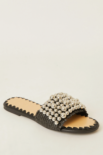 Image of BTB Milos pearl slides in black/silver