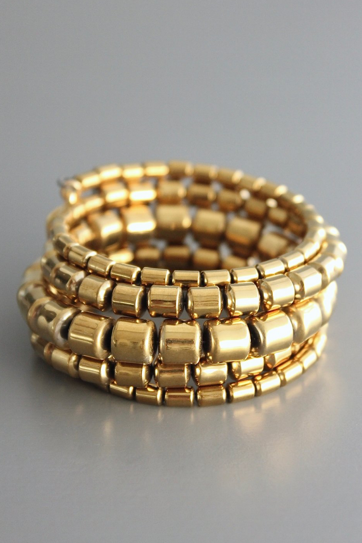 Image of David Aubrey gold plated hematite wrap bracelet