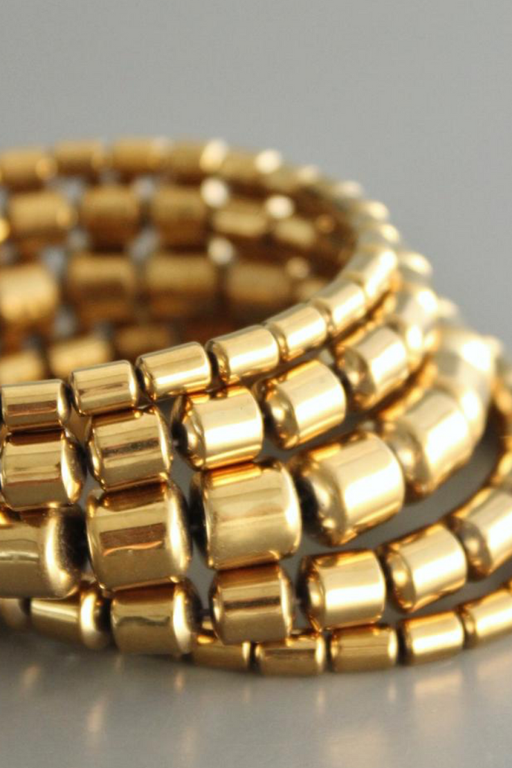 Image of David Aubrey gold plated hematite wrap bracelet