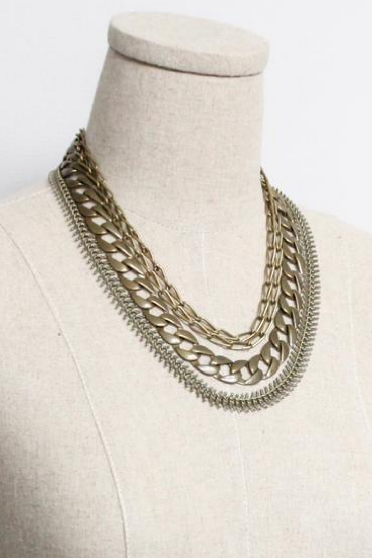 Image of David Aubrey mutli strand brass oxidized chain necklace