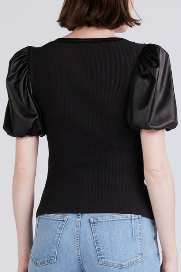 Image of model wearing Derek Lam 10 crosby Willa top in black