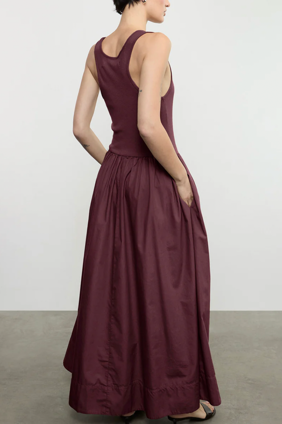 Image of Enza Costa resort dress in dark cherry