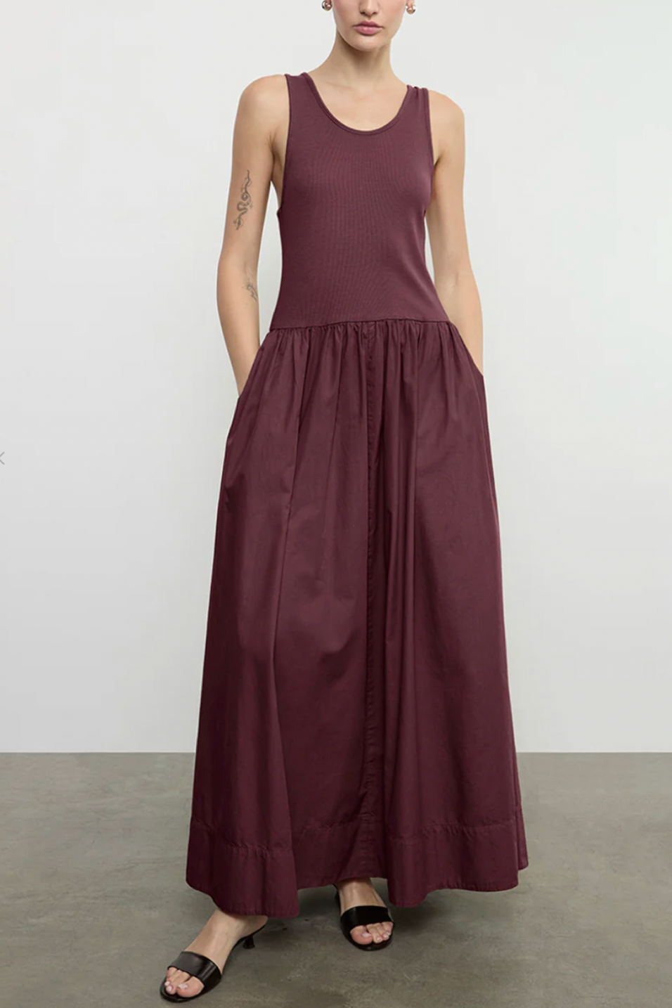 Image of Enza Costa resort dress in dark cherry