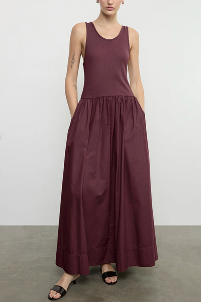 Image of Enza Costa resort dress in dark cherry
