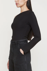 Image of Enza Costa exposed shoulder top in black