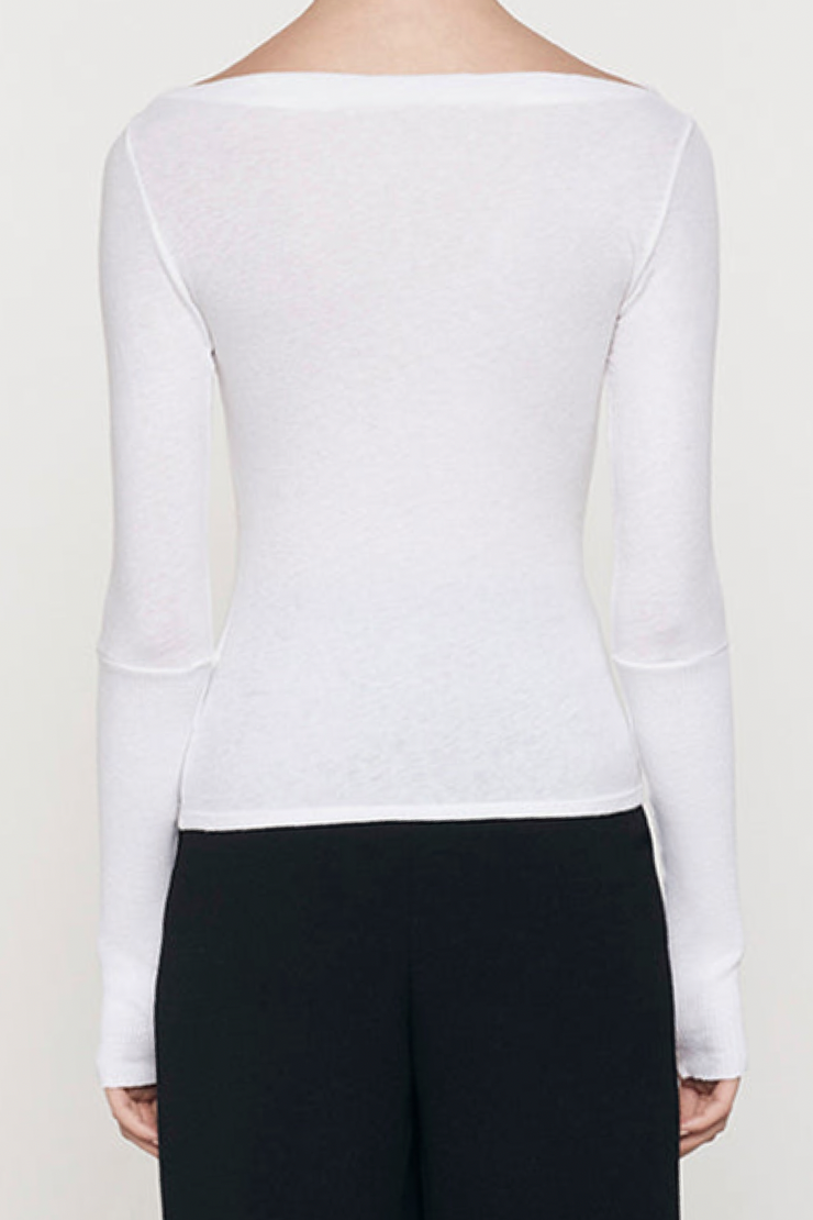 Image of Enza Costa boatneck tee in white