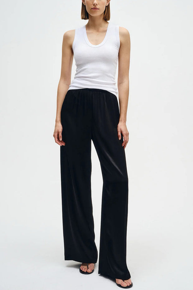 Image of model wearing the Enza Costa Textured Rib Sleeveless U front view