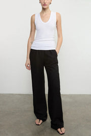 Image of model wearing the Enza Costa Textured Rib Sleeveless U front view