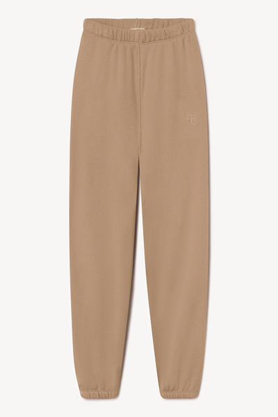 Taupe sweatpants on a white background