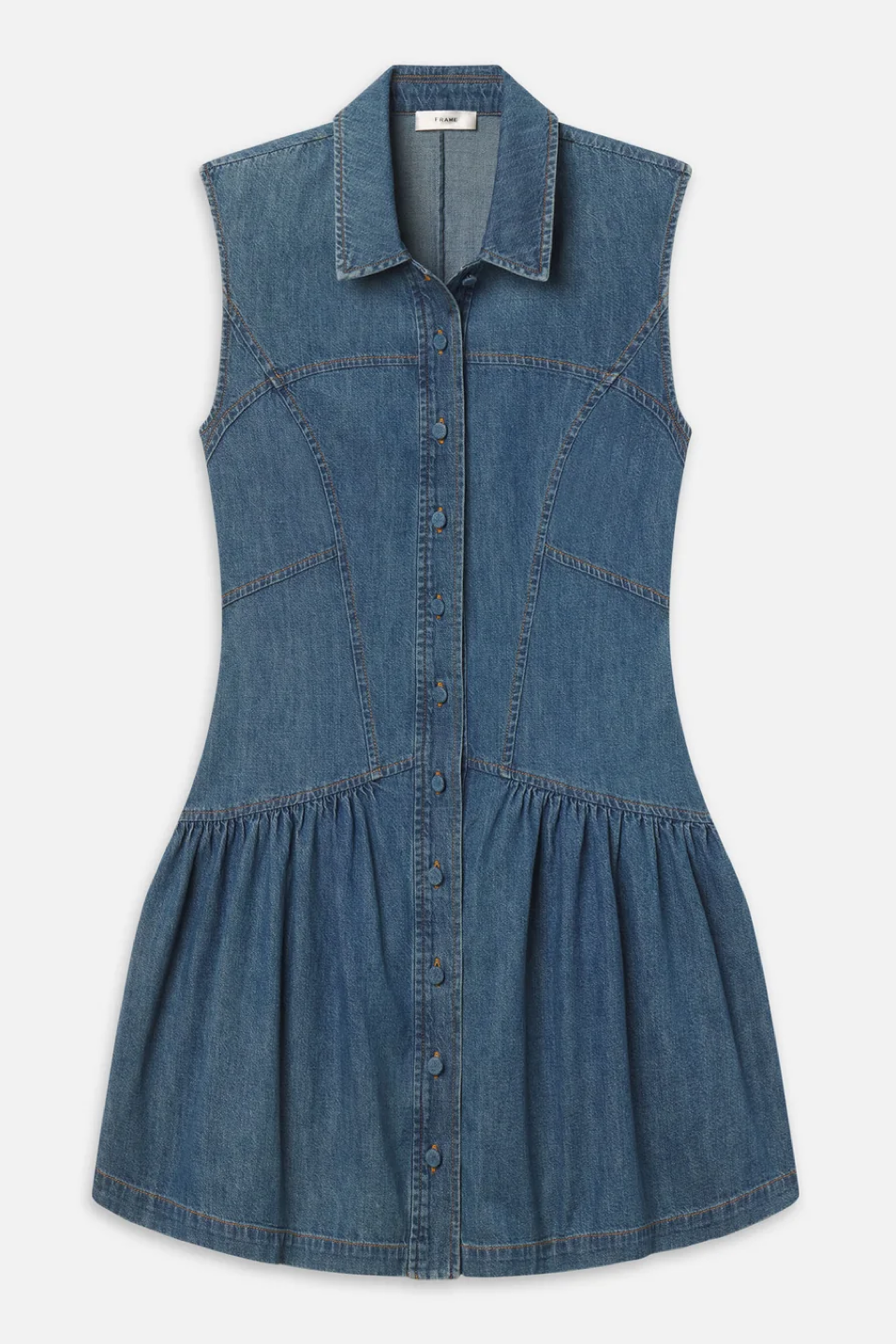 sleeveless mini denim dress 