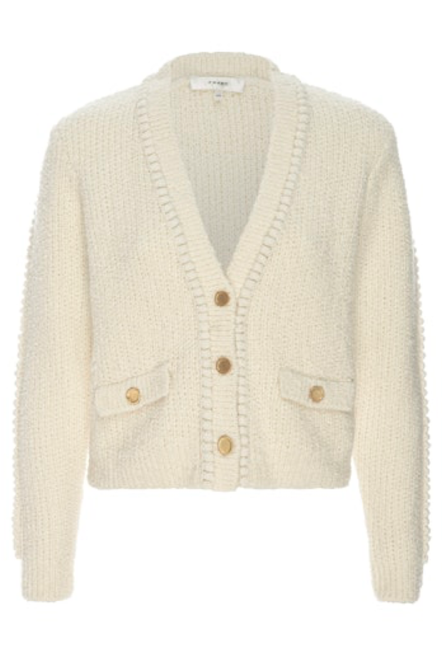 Image of Frame cropped double pocket cardi in cream