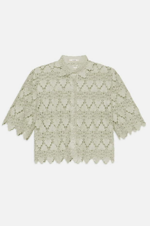 Image of lace button up top