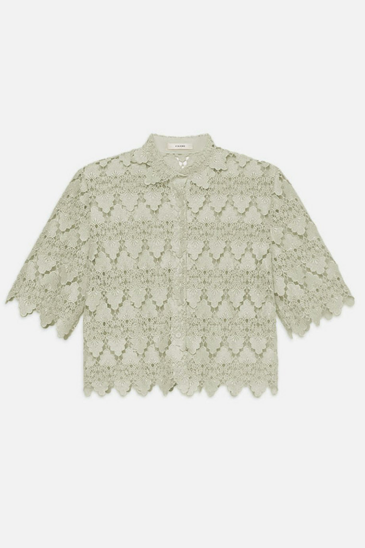 Image of lace button up top