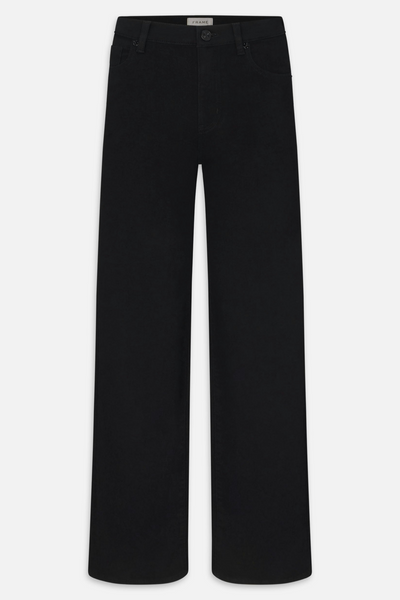 Black wide-leg jeans on a white background