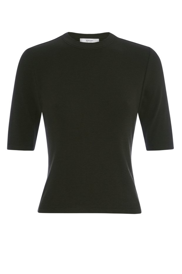 Image of Frame ribbed crewneck in black