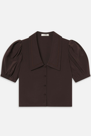 Brown blouse with puff sleeves on a white background