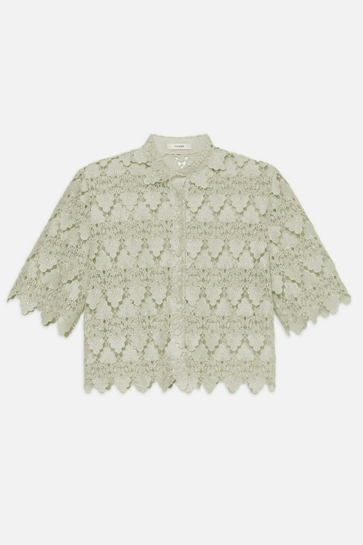 Image of the Frame The Lace Button Up Shirt front view