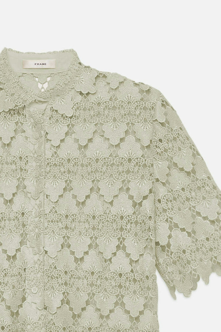 Image of the Frame The Lace Button Up Shirt front view close up