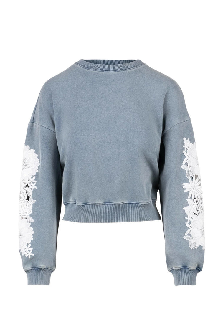 Image of the Generation Love Arabella Lace Combo Sweatshirt front view