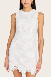 Image of model wearing the Generation Love Dania Flower Mesh Shift Dress front view