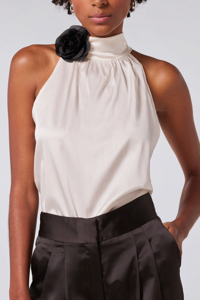 Image of model wearing Generation Love Fiona blouse in white/black