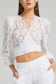 Image of model wearing Generation Love Marilyn lace blouse in white