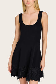 Image of model wearing the Generation Love Orpheus Lace Combo Rib Dress front view