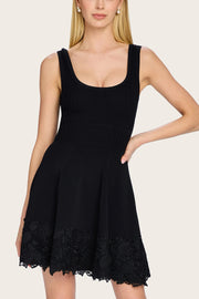 Image of model wearing the Generation Love Orpheus Lace Combo Rib Dress front view