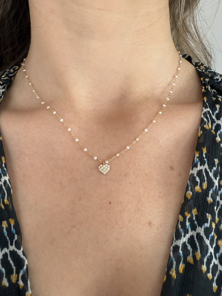 Image of Gigi Clozeau in love diamond necklace in opal