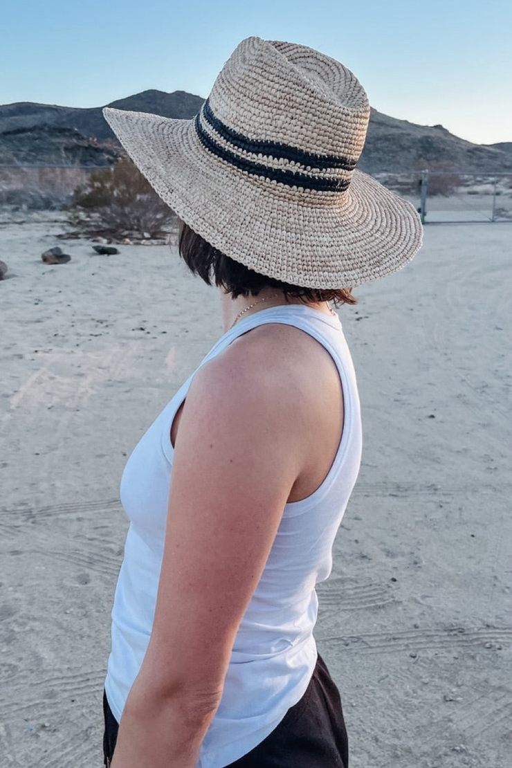 Image of model wearing Hat Attack Sadona Rancher in natural/black