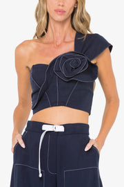 Image of model wearing the Hevron Blaire Top front view