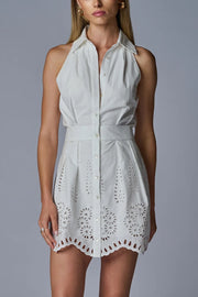 Image of model wearing the Hevron Domino Dress front view