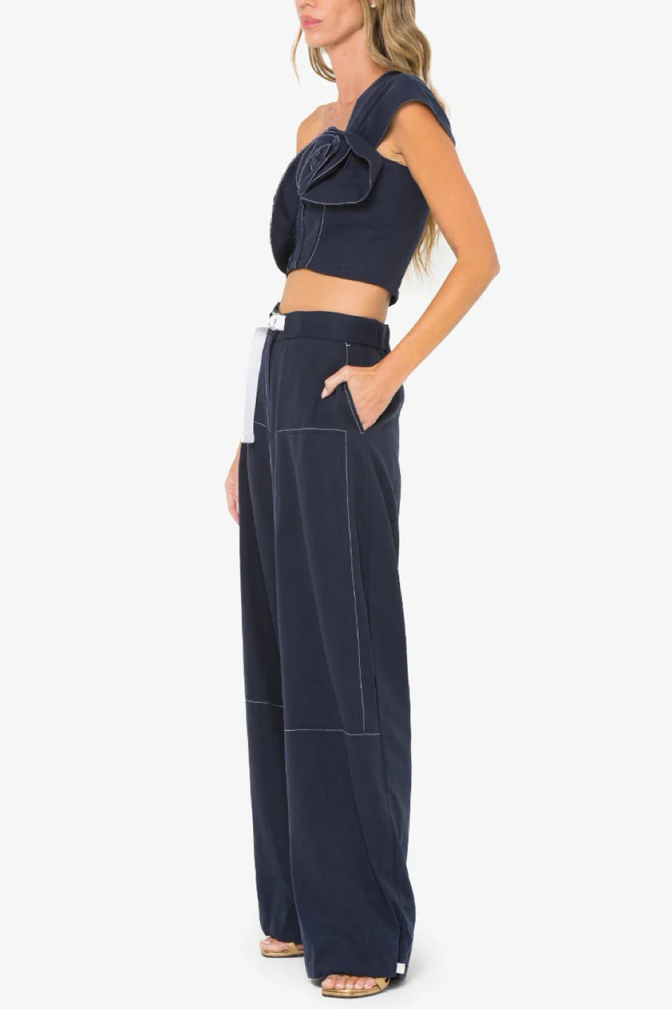 Image of model wearing the JBQ Jill Pant side view