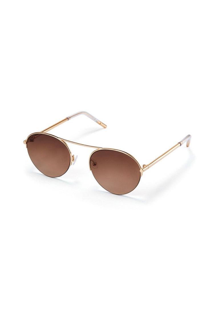 Image of Jennybird the round sunglasses in brown and gold