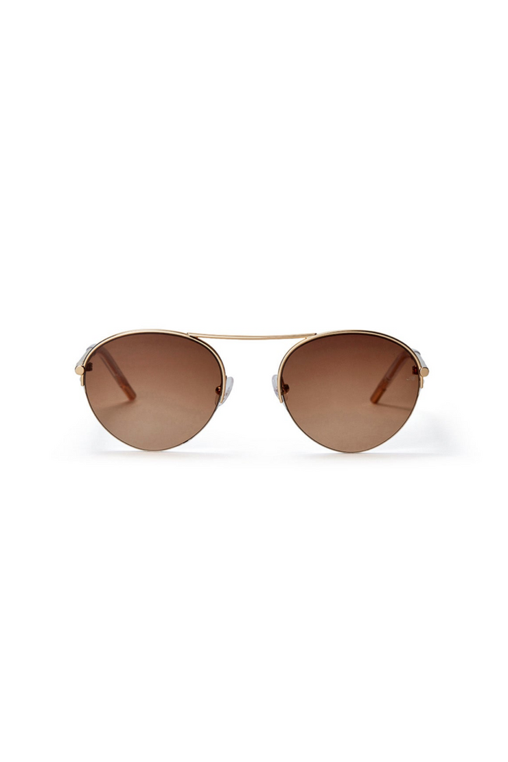 Image of Jennybird the round sunglasses in brown and gold