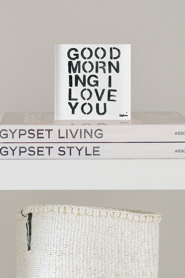 Image of the Kerri Rosenthal Good Morning I Love You Block on shelf