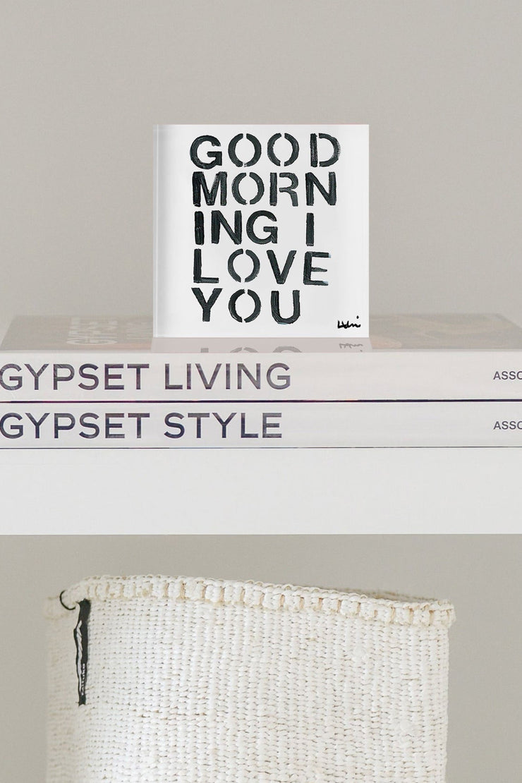 Image of the Kerri Rosenthal Good Morning I Love You Block on shelf