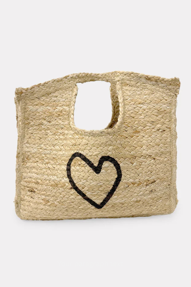 Woven bag with a heart design on a white background