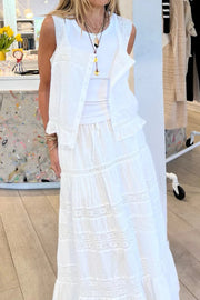 Image of model wearing the Kerri Rosenthal Pippa Tank front view