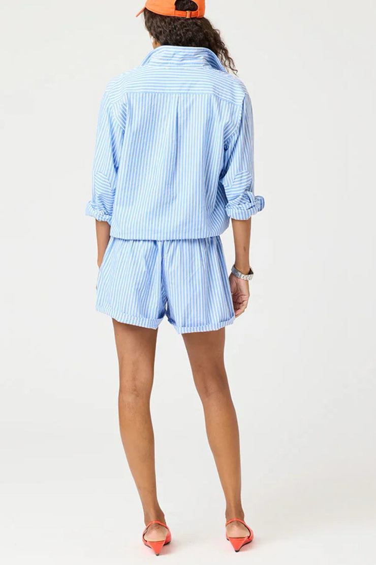 Image of model wearing the Kerri Rosenthal Weekend Stripe Short back view