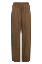 Mocha pants with a drawstring on a white background
