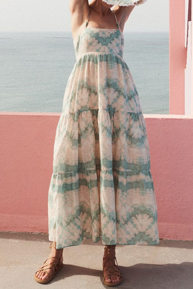 Image of model wearing Kivari Mirage maxi dress