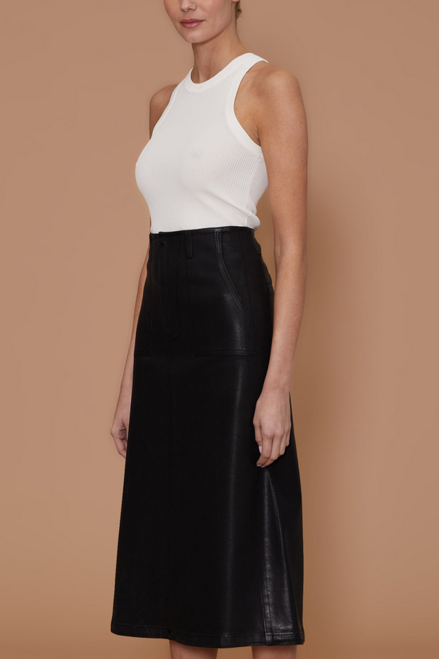 Image of Le Jean Jocelyn skirt in coated black