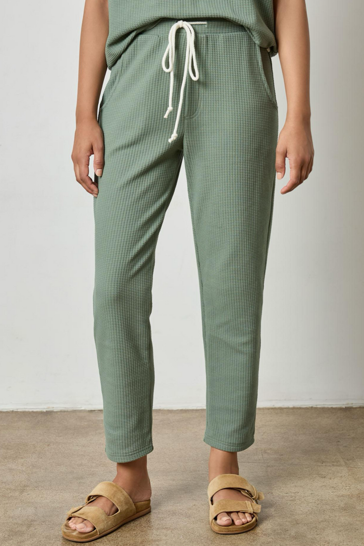 Image of Lilla P Drawstring waffle pant in seagrass