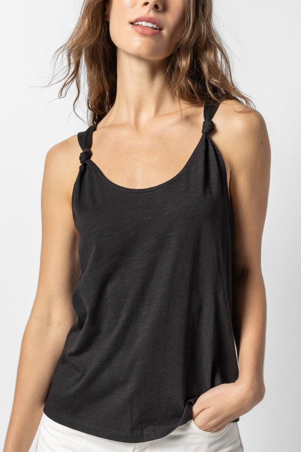 Image of Lilla P knot strap tank in black