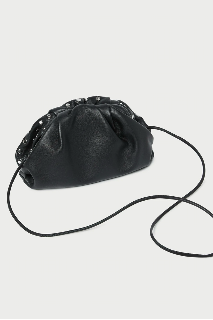 Image of Loeffler Randall Bailey clutch in black leather with silver studs