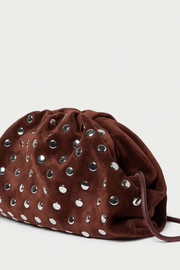 Image of Loeffler Randall Bailey clutch in espresso suede and silver studs