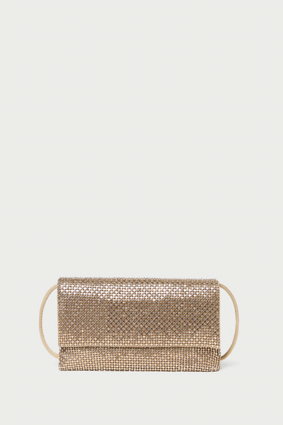 Image of Loeffler Randall Charlee flap clutch in Gold Diamanté with Glass Rhinestones