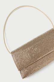 Image of Loeffler Randall Charlee flap clutch in Gold Diamanté with Glass Rhinestones