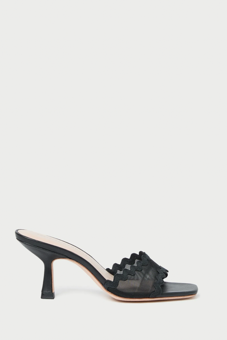 Image of Loeffler Randall Mesh Milena scalloped sandal in black